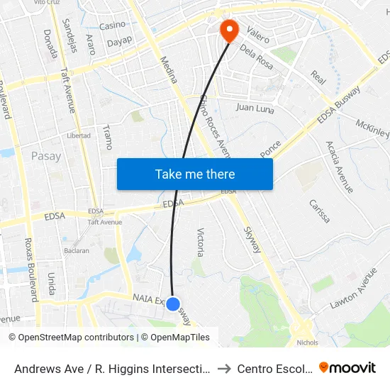 Andrews Ave / R. Higgins Intersection, Lungsod Ng Pasay, Manila to Centro Escolar University map