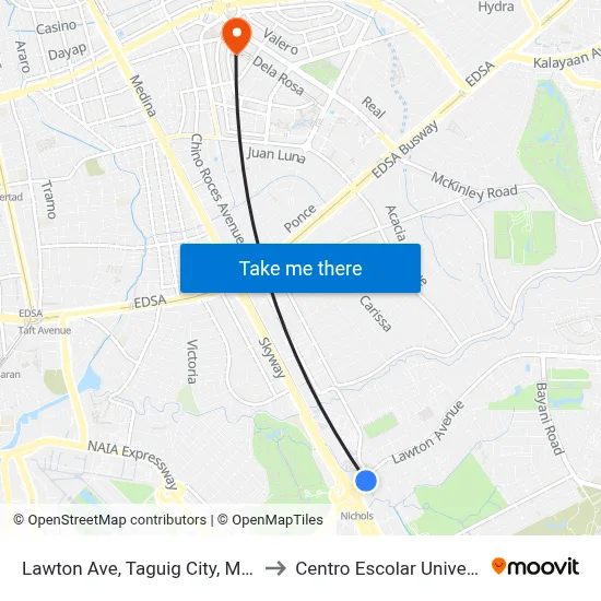 Lawton Ave, Taguig City, Manila to Centro Escolar University map