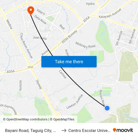 Bayani Road, Taguig City, Manila to Centro Escolar University map