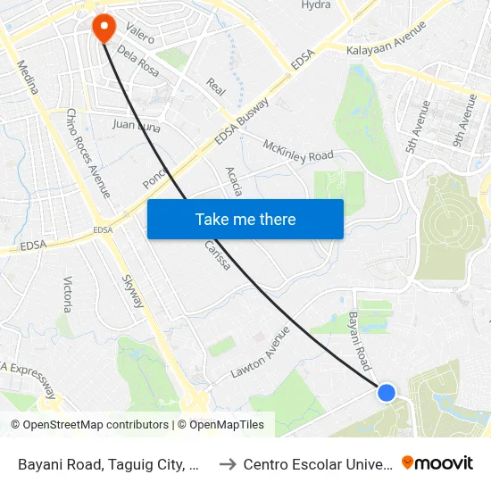 Bayani Road, Taguig City, Manila to Centro Escolar University map