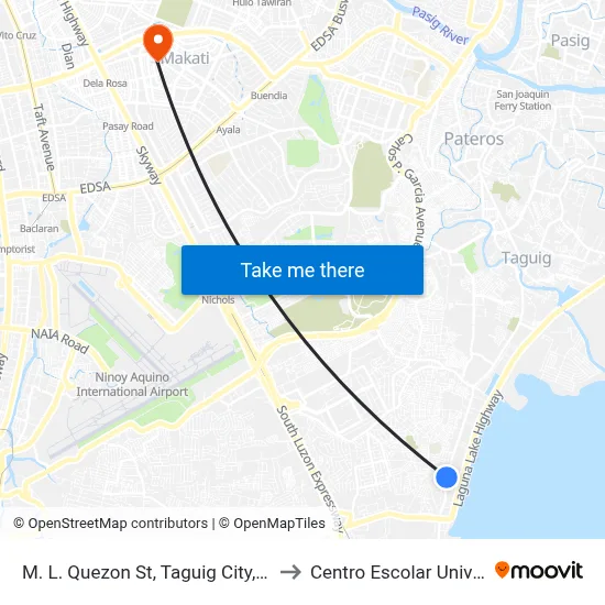M. L. Quezon St, Taguig City, Manila to Centro Escolar University map
