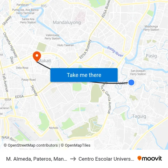M. Almeda, Pateros, Manila to Centro Escolar University map
