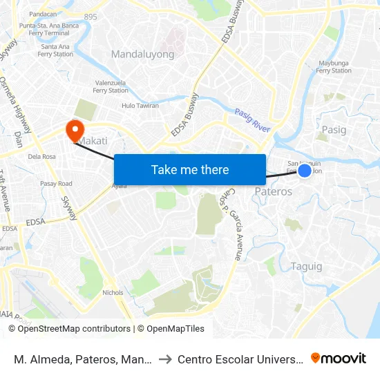 M. Almeda, Pateros, Manila to Centro Escolar University map