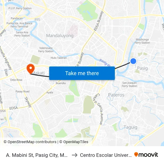 A. Mabini St, Pasig City, Manila to Centro Escolar University map