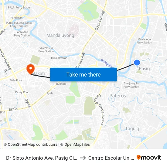 Dr Sixto Antonio Ave, Pasig City, Manila to Centro Escolar University map