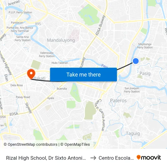 Rizal High School, Dr Sixto Antonio Ave, Pasig City, Manila to Centro Escolar University map