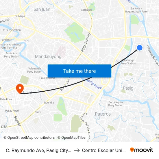 C. Raymundo Ave, Pasig City, Manila to Centro Escolar University map