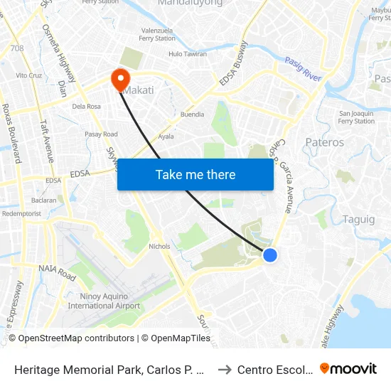 Heritage Memorial Park, Carlos P. Garcia Ave, Taguig City, Manila to Centro Escolar University map
