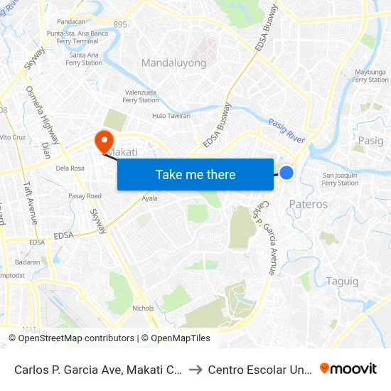 Carlos P. Garcia Ave, Makati City, Manila to Centro Escolar University map