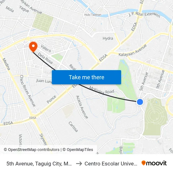 5th Avenue, Taguig City, Manila to Centro Escolar University map