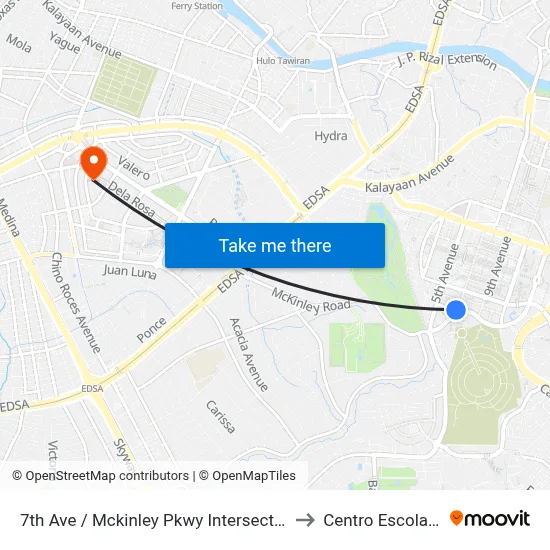 7th Ave / Mckinley Pkwy Intersection, Taguig City, Manila to Centro Escolar University map