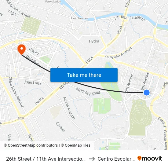 26th Street / 11th Ave Intersection, Taguig City, Manila to Centro Escolar University map