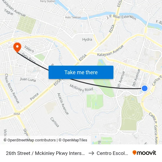26th Street / Mckinley Pkwy Intersection, Taguig City, Manila to Centro Escolar University map
