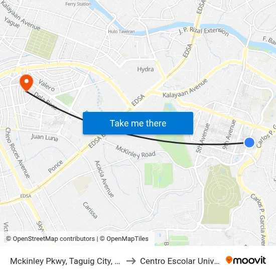 Mckinley Pkwy, Taguig City, Manila to Centro Escolar University map