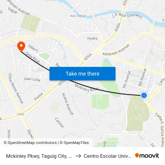 Mckinley Pkwy, Taguig City, Manila to Centro Escolar University map
