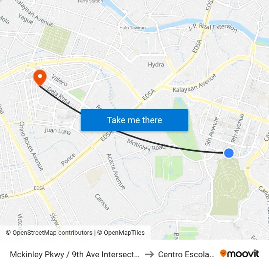 Mckinley Pkwy / 9th Ave Intersection, Taguig City, Manila to Centro Escolar University map