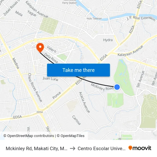 Mckinley Rd, Makati City, Manila to Centro Escolar University map