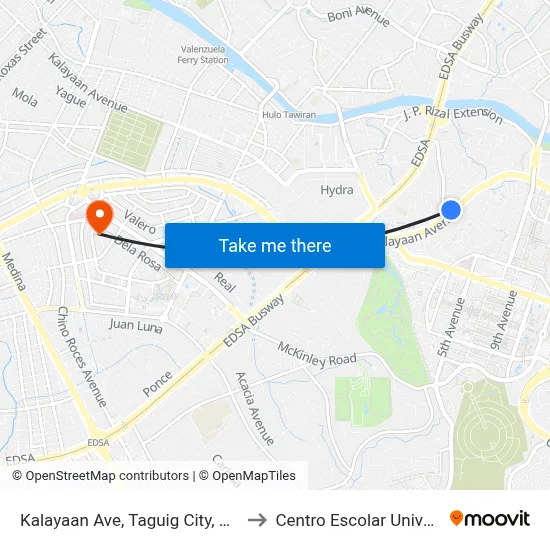 Kalayaan Ave, Taguig City, Manila to Centro Escolar University map
