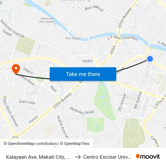 Kalayaan Ave, Makati City, Manila to Centro Escolar University map