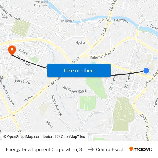 Energy Development Corporation, 38th Street, Taguig City, Manila to Centro Escolar University map
