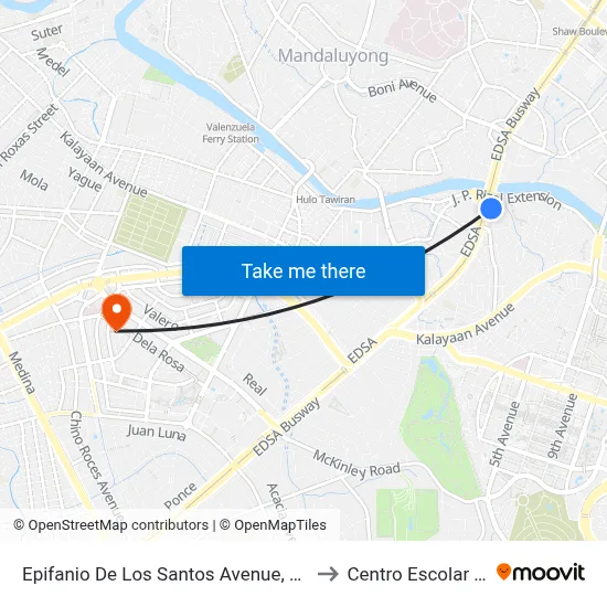 Epifanio De Los Santos Avenue, Makati City, Manila to Centro Escolar University map