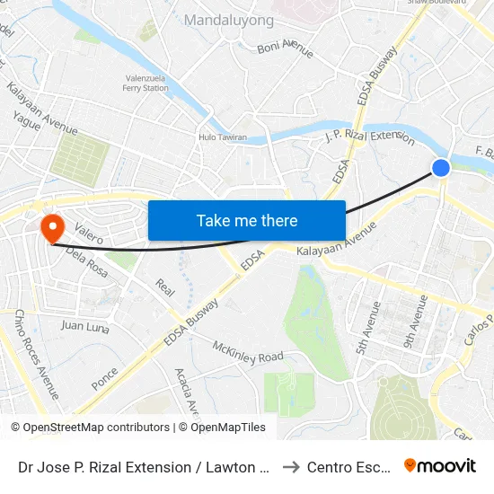 Dr Jose P. Rizal Extension / Lawton Ave Intersection, Makati City, Manila to Centro Escolar University map
