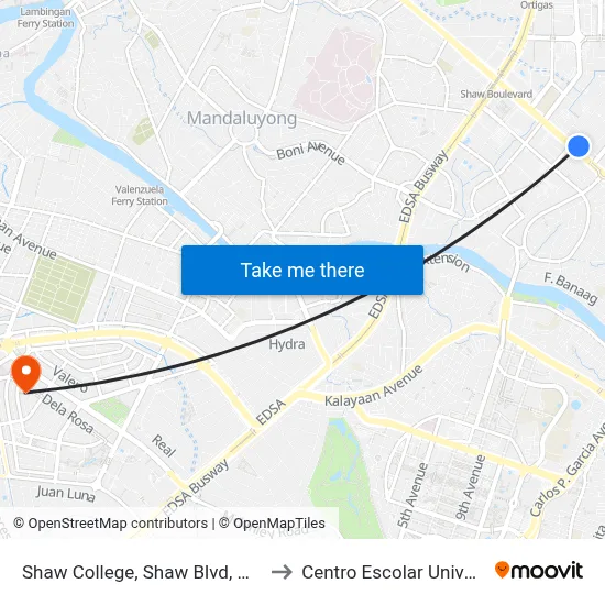 Shaw College, Shaw Blvd, Manila to Centro Escolar University map