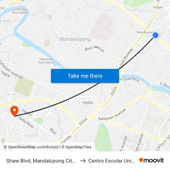 Shaw Blvd, Mandaluyong City, Manila to Centro Escolar University map
