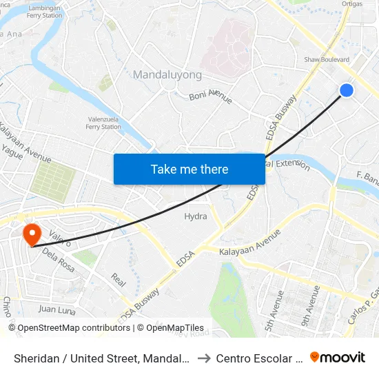 Sheridan / United Street, Mandaluyong City, Manila to Centro Escolar University map