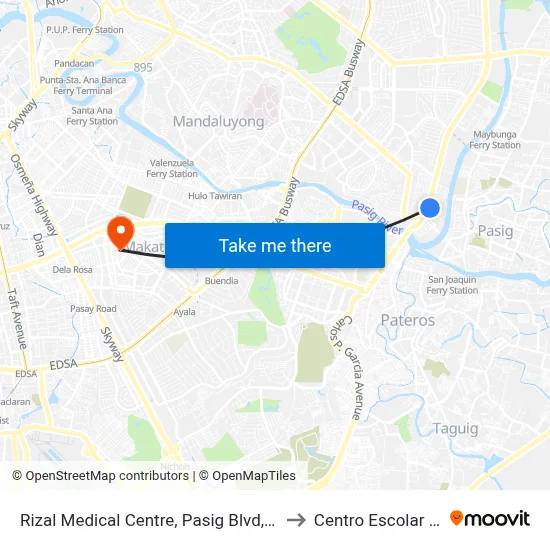 Rizal Medical Centre, Pasig Blvd, Pasig City, Manila to Centro Escolar University map