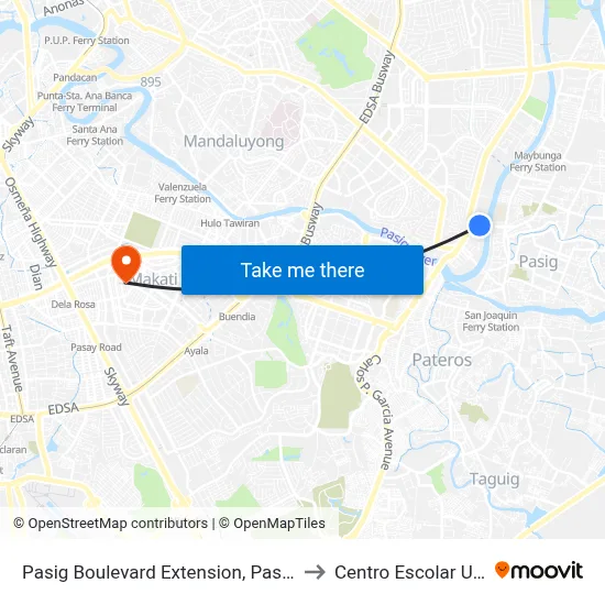 Pasig Boulevard Extension, Pasig City, Manila to Centro Escolar University map