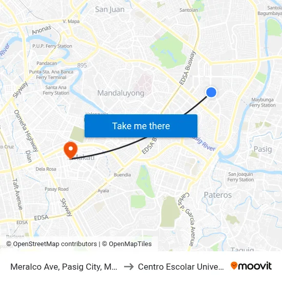 Meralco Ave, Pasig City, Manila to Centro Escolar University map