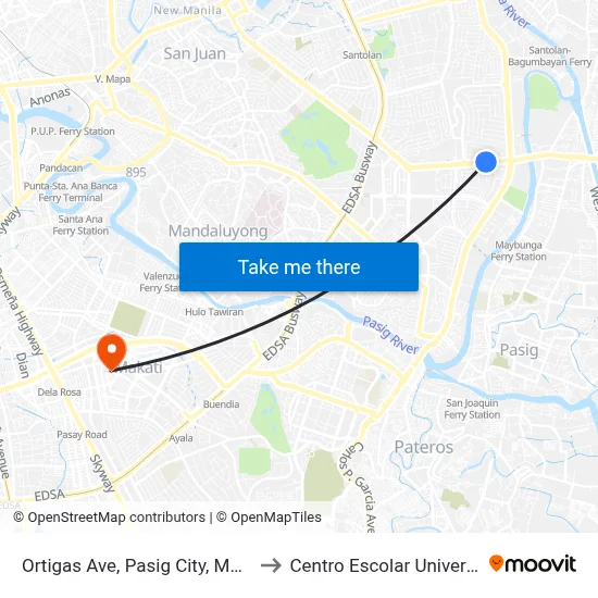 Ortigas Ave, Pasig City, Manila to Centro Escolar University map