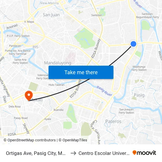 Ortigas Ave, Pasig City, Manila to Centro Escolar University map