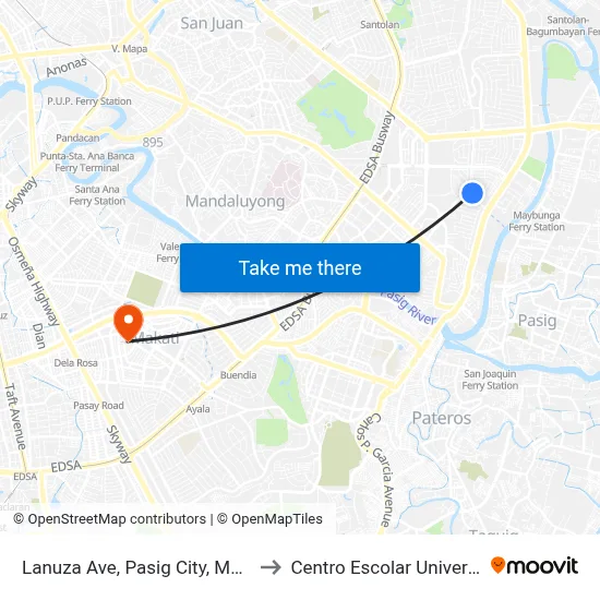 Lanuza Ave, Pasig City, Manila to Centro Escolar University map