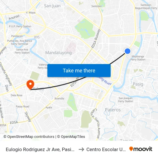 Eulogio Rodriguez Jr Ave,  Pasig City, Manila to Centro Escolar University map