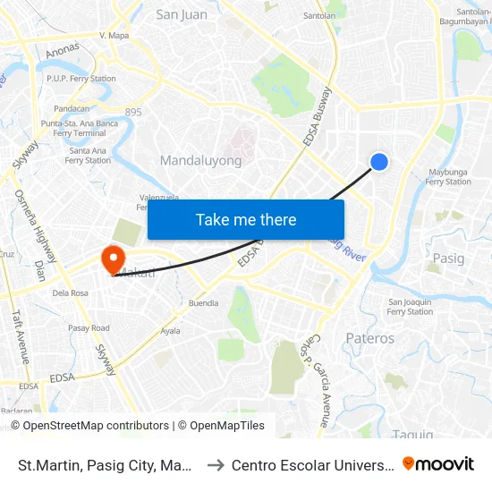 St.Martin, Pasig City, Manila to Centro Escolar University map