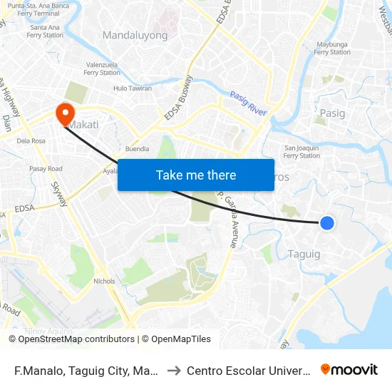 F.Manalo, Taguig City, Manila to Centro Escolar University map