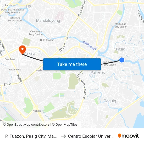 P. Tuazon, Pasig City, Manila to Centro Escolar University map