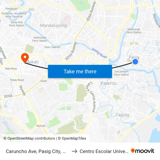 Caruncho Ave, Pasig City, Manila to Centro Escolar University map
