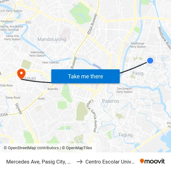 Mercedes Ave, Pasig City, Manila to Centro Escolar University map