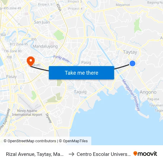 Rizal Avenue, Taytay, Manila to Centro Escolar University map