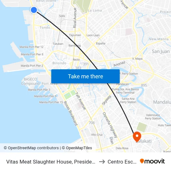 Vitas Meat Slaughter House, President Ferdinand E. Marcos Highway, Tondo to Centro Escolar University map