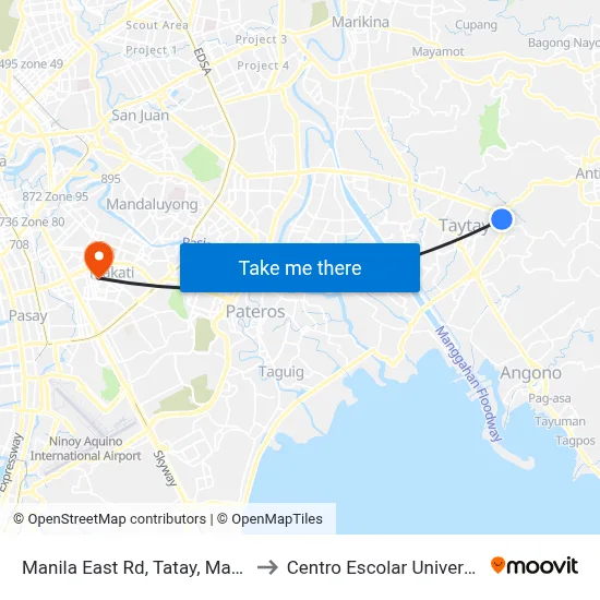 Manila East Rd, Tatay, Manila to Centro Escolar University map