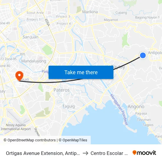Ortigas Avenue Extension, Antipolo City, Manila to Centro Escolar University map