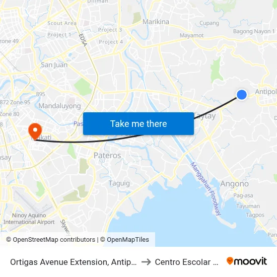 Ortigas Avenue Extension, Antipolo City, Manila to Centro Escolar University map