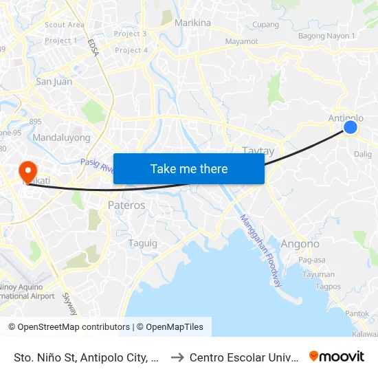 Sto. Niño St,  Antipolo City, Manila to Centro Escolar University map