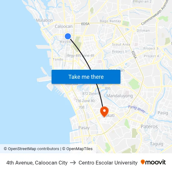 4th Avenue, Caloocan City to Centro Escolar University map