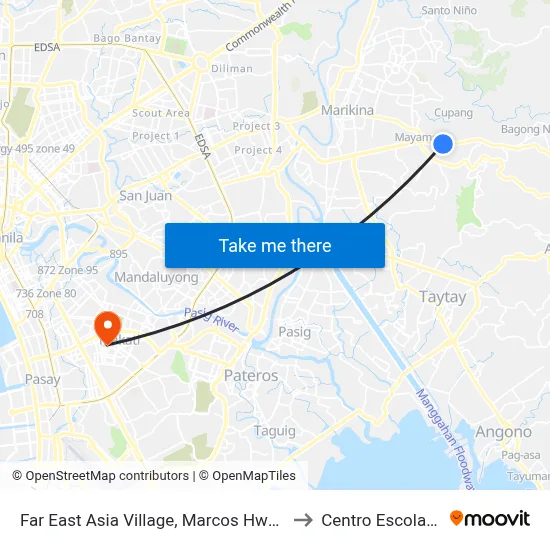 Far East Asia Village, Marcos Hwy, Antipolo City, Manila to Centro Escolar University map