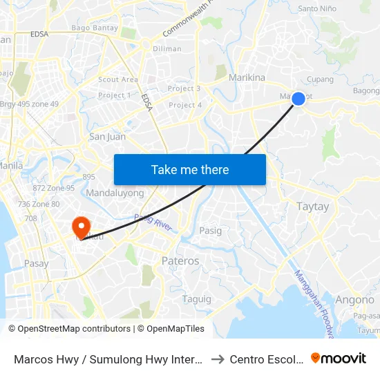 Marcos Hwy / Sumulong Hwy Intersection, Antipolo City, Manila to Centro Escolar University map